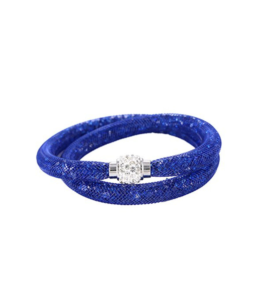 Best Valentine Gifts : YouBella Jewellery Stardust Crystal Bangle Bracelet Cum Necklace for Women and Girls (Blue)