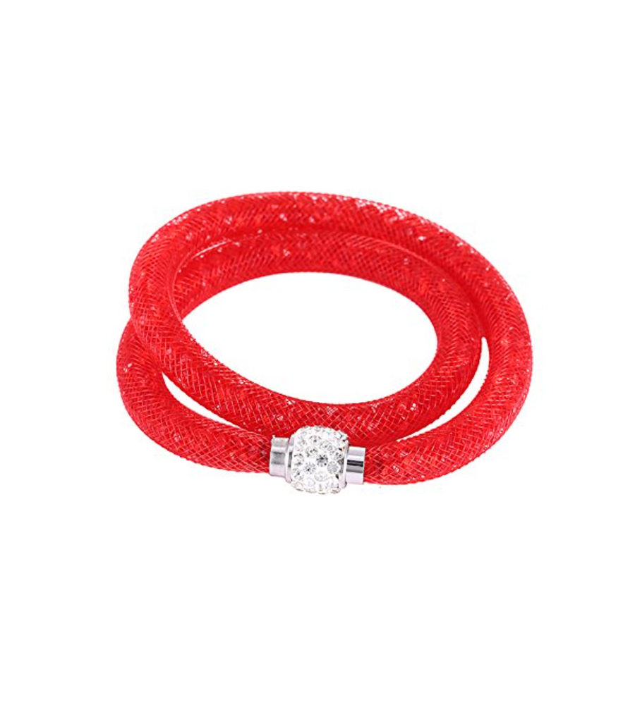 Best Valentine Gifts : YouBella Jewellery Stardust Crystal Bangle Bracelet Cum Necklace for Women and Girls (Red)