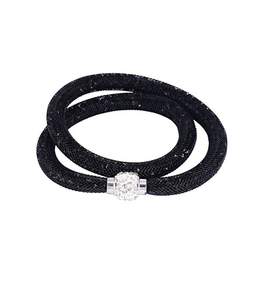 Best Valentine Gifts : YouBella Jewellery Stardust Crystal Bangle Bracelet Cum Necklace for Women and Girls (Black)