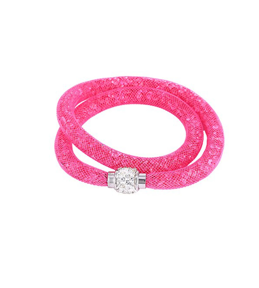 Best Valentine Gifts : YouBella Jewellery Stardust Crystal Bangle Bracelet Cum Necklace for Women and Girls (Pink)