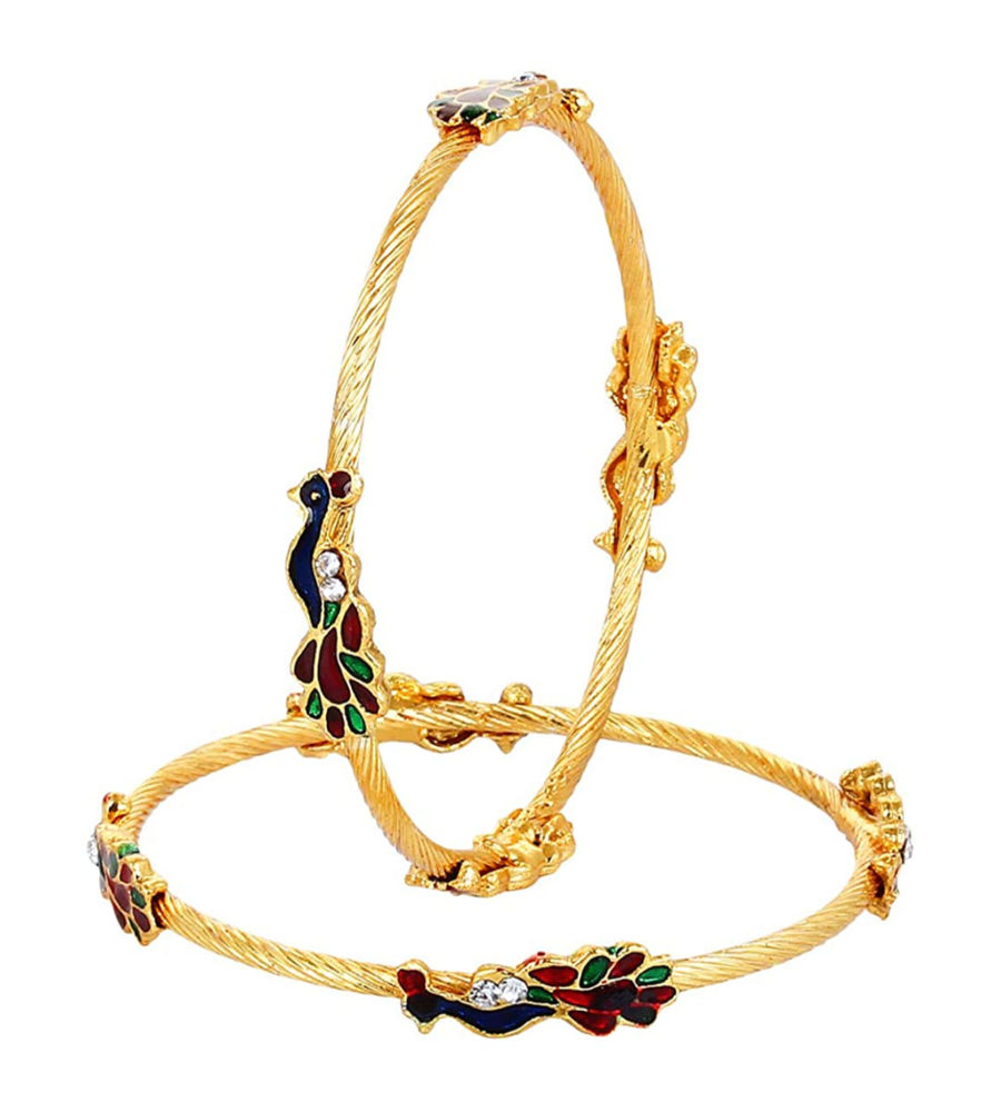 YouBella Golden Plated Bangle Set for Women (Golden )(YBBN_91148_2.4)