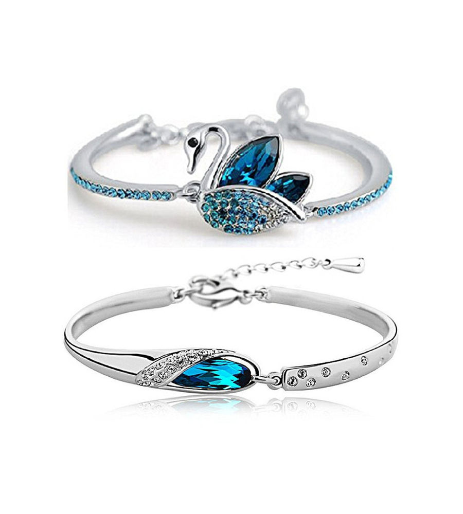 YouBella Stylish Party Wear Jewellery Silver Plated Bangle Set for Women (Multi-Color)(YBBN_91363)
