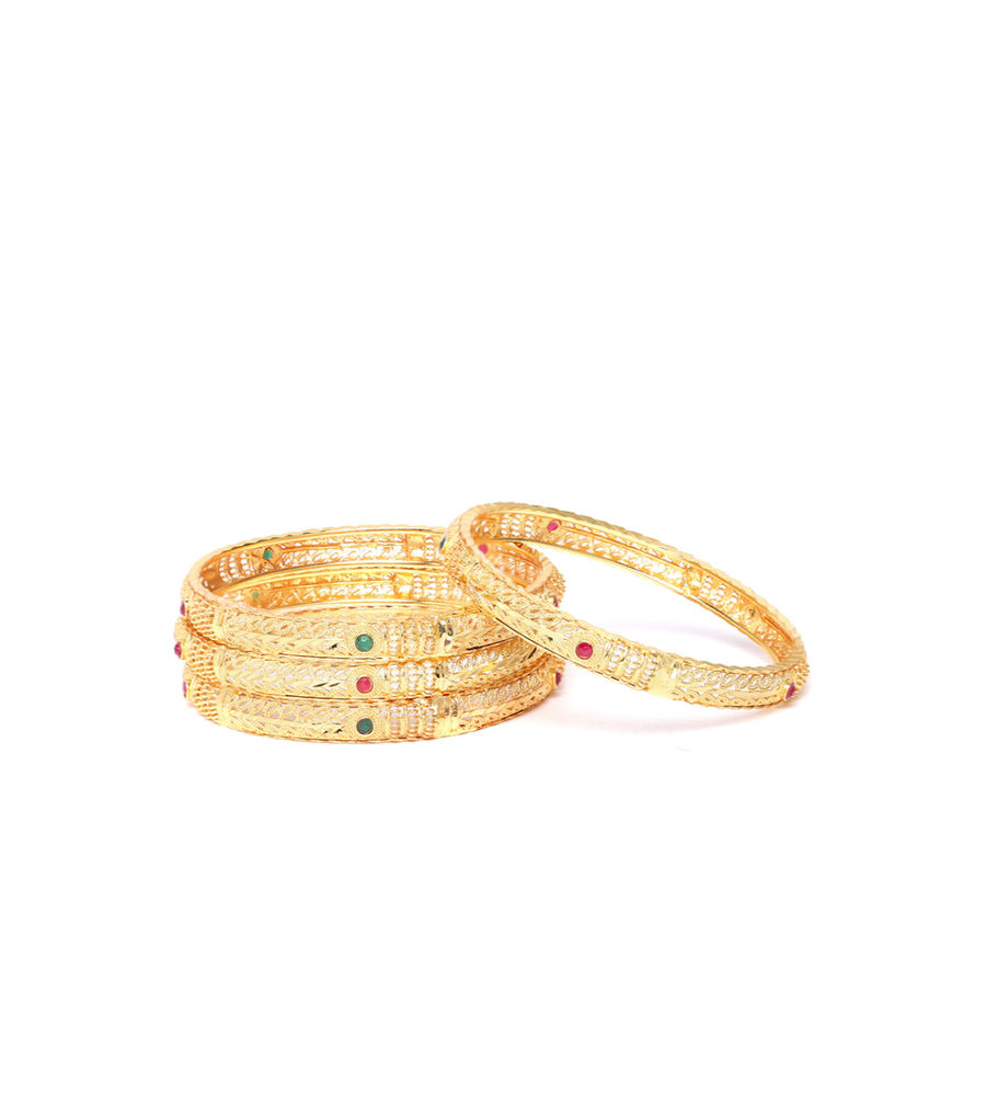 YouBella Stylish Traditional Jewellery Gold Plated Bangle Set for Women (Golden)(YBBN_91393_2.4)