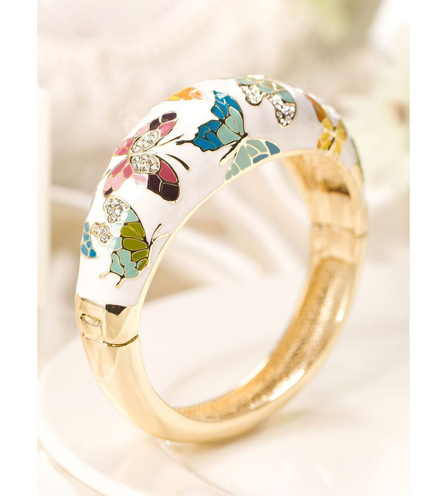 YouBella Fashion Jewellery Golden Enamel Crystal Bracelets Bangle for Women
