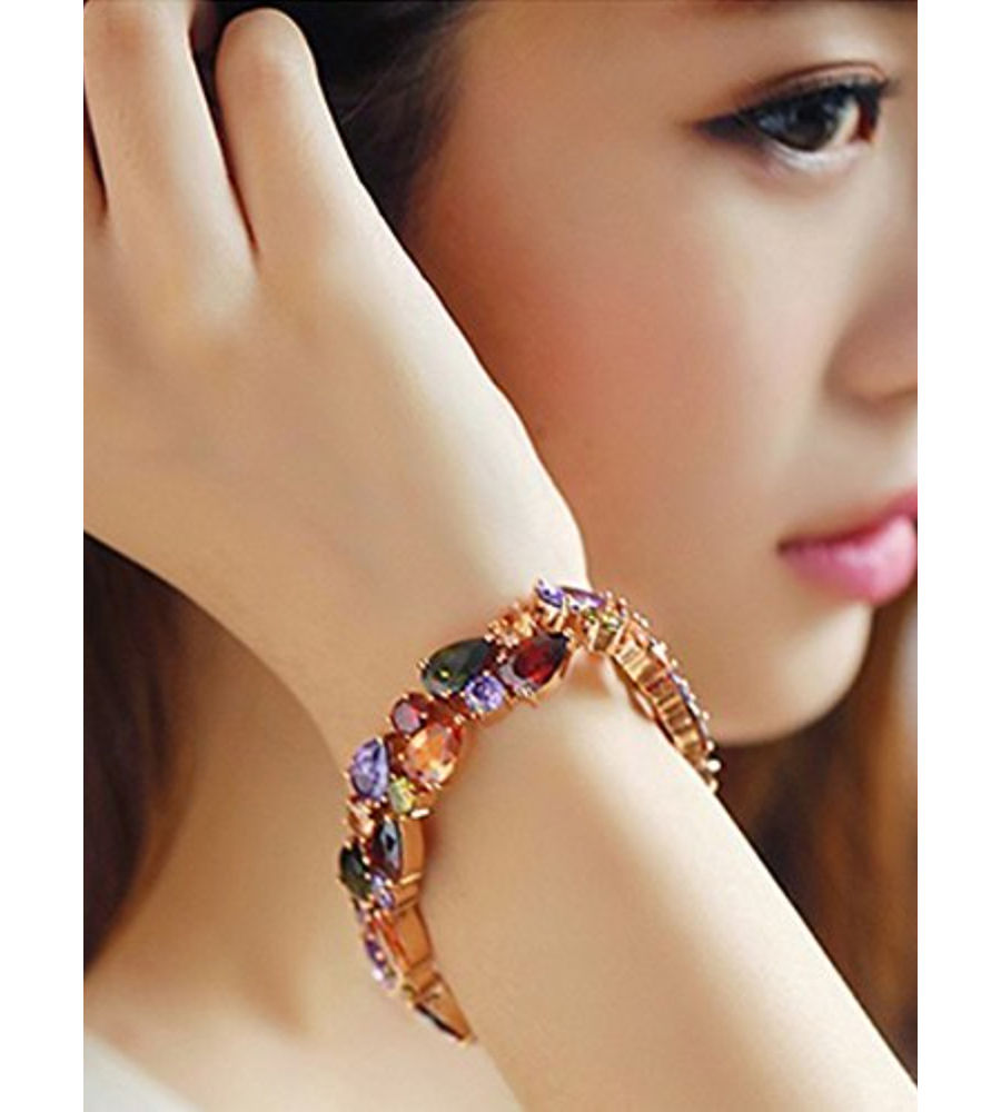 YouBella Zircon Rose Gold Crystal Bracelet Bangle for Women