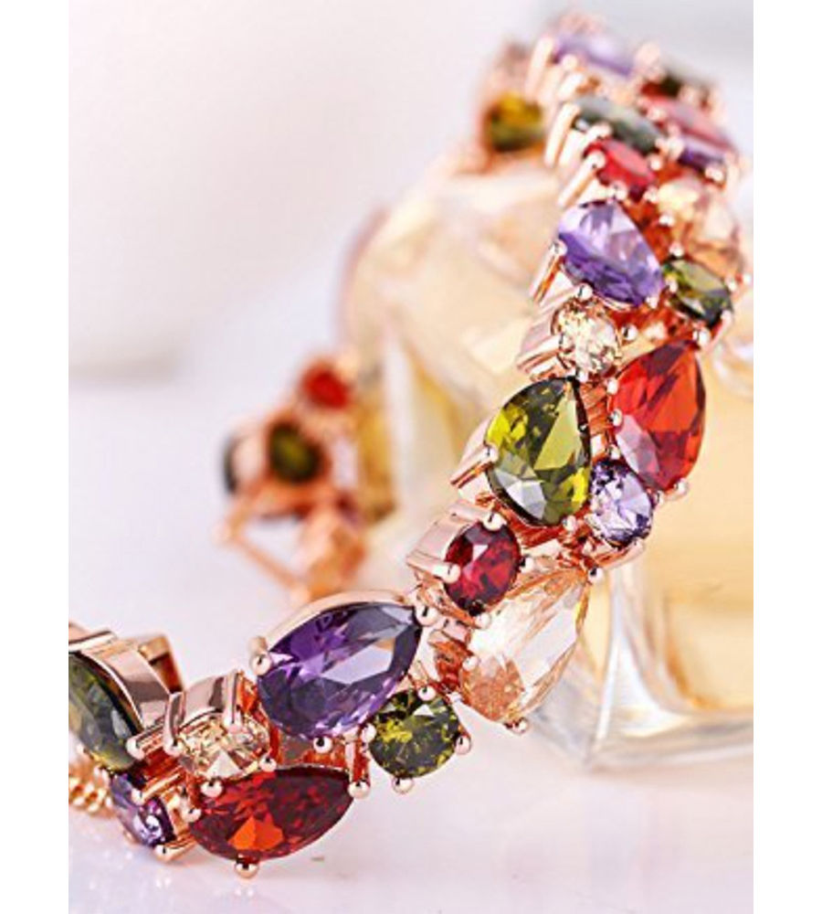 YouBella Zircon Rose Gold Crystal Bracelet Bangle for Women