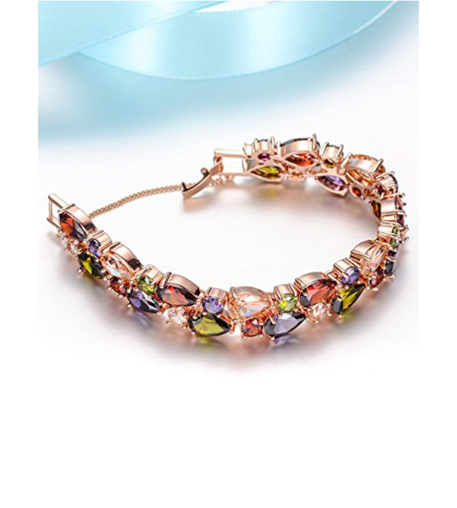 YouBella Zircon Rose Gold Crystal Bracelet Bangle for Women