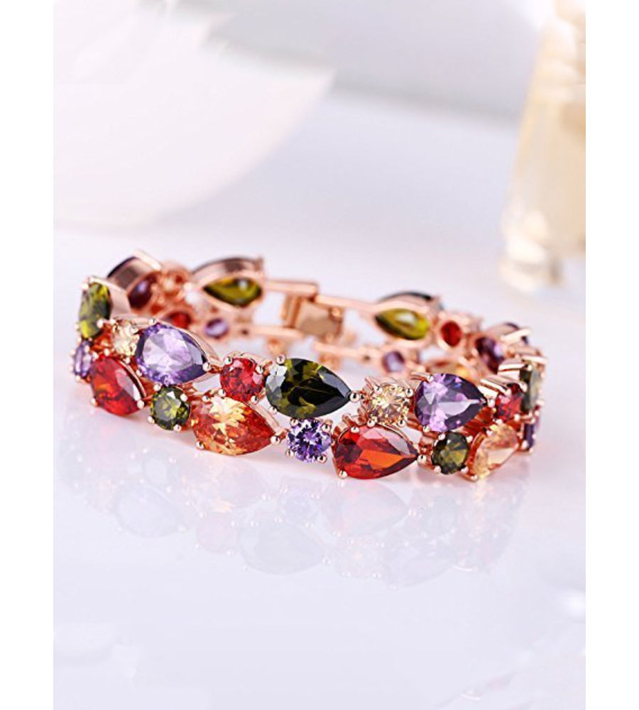 YouBella Zircon Rose Gold Crystal Bracelet Bangle for Women