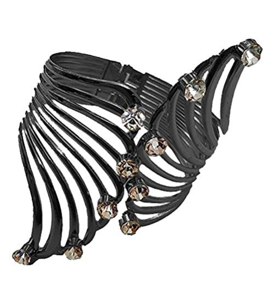 YouBella Jewellery Fancy Bangle Bracelet for Women (Black-Silver Combo)