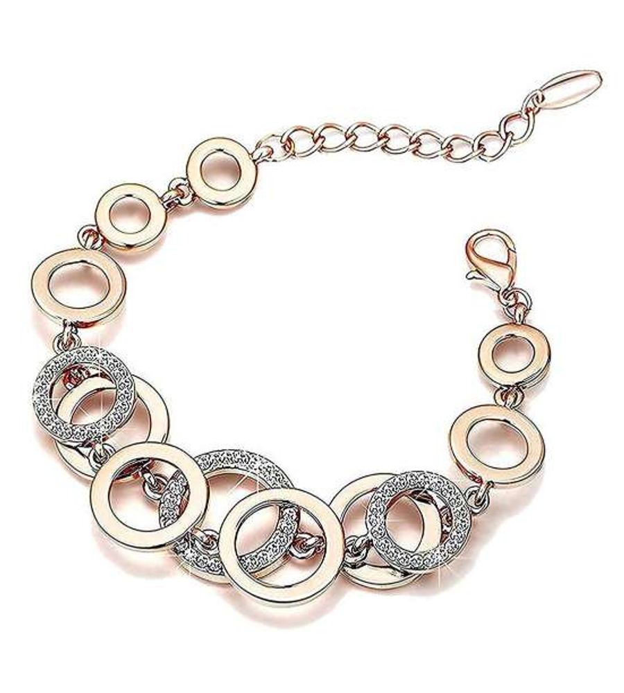 YouBella Rose Gold Crystal Gold plated Floral Bracelets for Women Girls