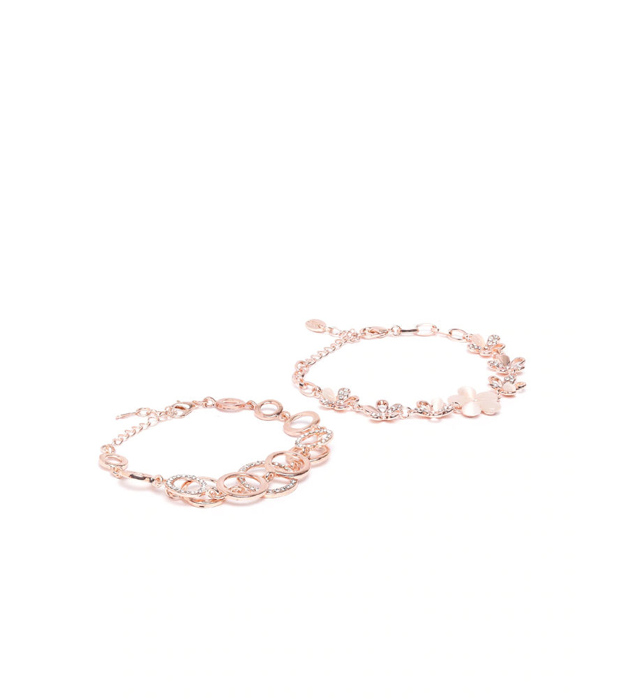 YouBella Rose Gold Crystal Gold plated Floral Bracelets for Women Girls