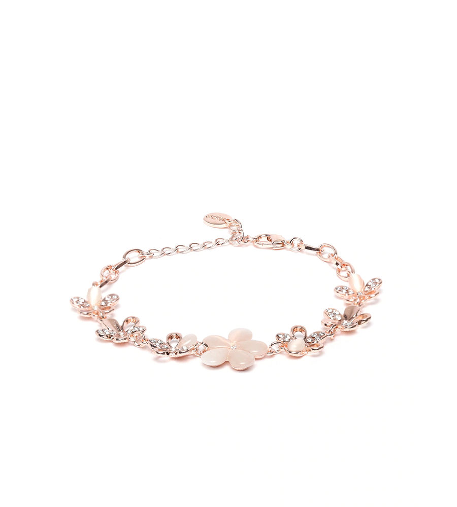 YouBella Rose Gold Crystal Gold plated Floral Bracelets for Women Girls