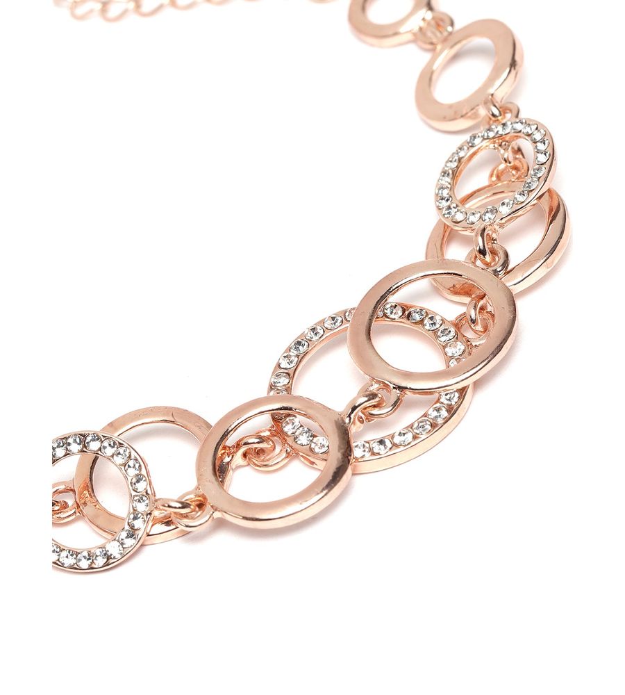 YouBella Rose Gold Crystal Gold plated Floral Bracelets for Women Girls