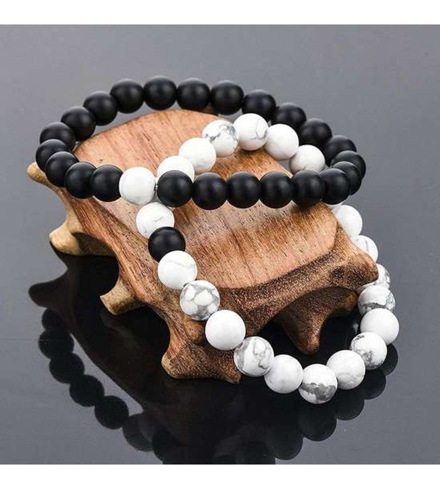 YouBella Multicolour Natural Stones Stylish Couple Love Bracelet for Girls/Women/Boys/Men