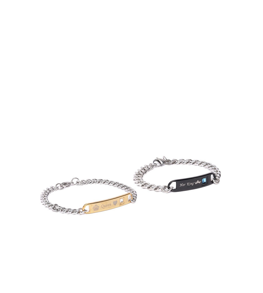 YouBella Blue Silver-Plated Stone-Studded Link Bracelet
