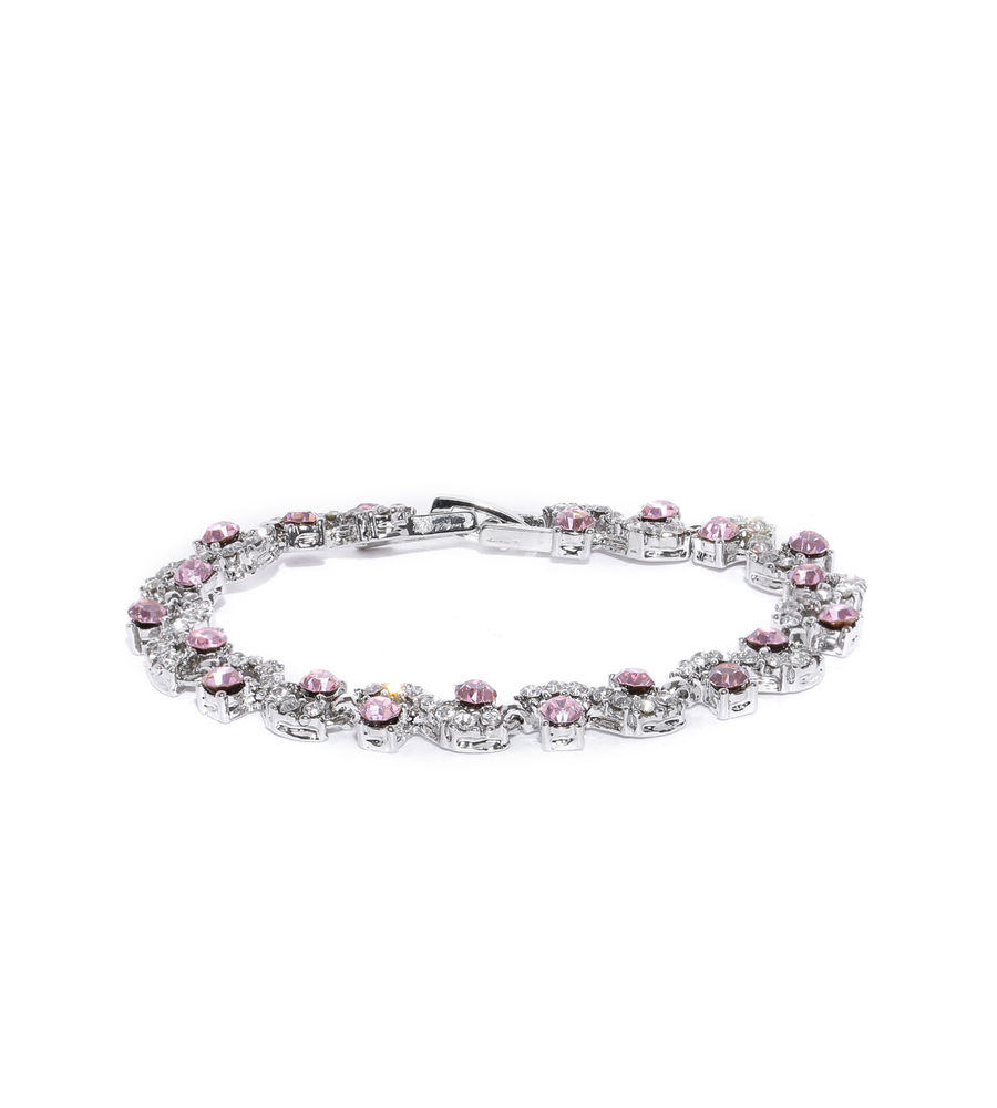 YouBella Silver-Plated Stone-Studded Link Bracelet