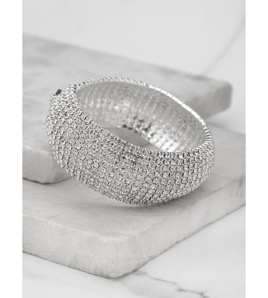 YouBella Silver Plated Stylish Latest Crystal Bracelet Bangle Jewellery for Girls and Women