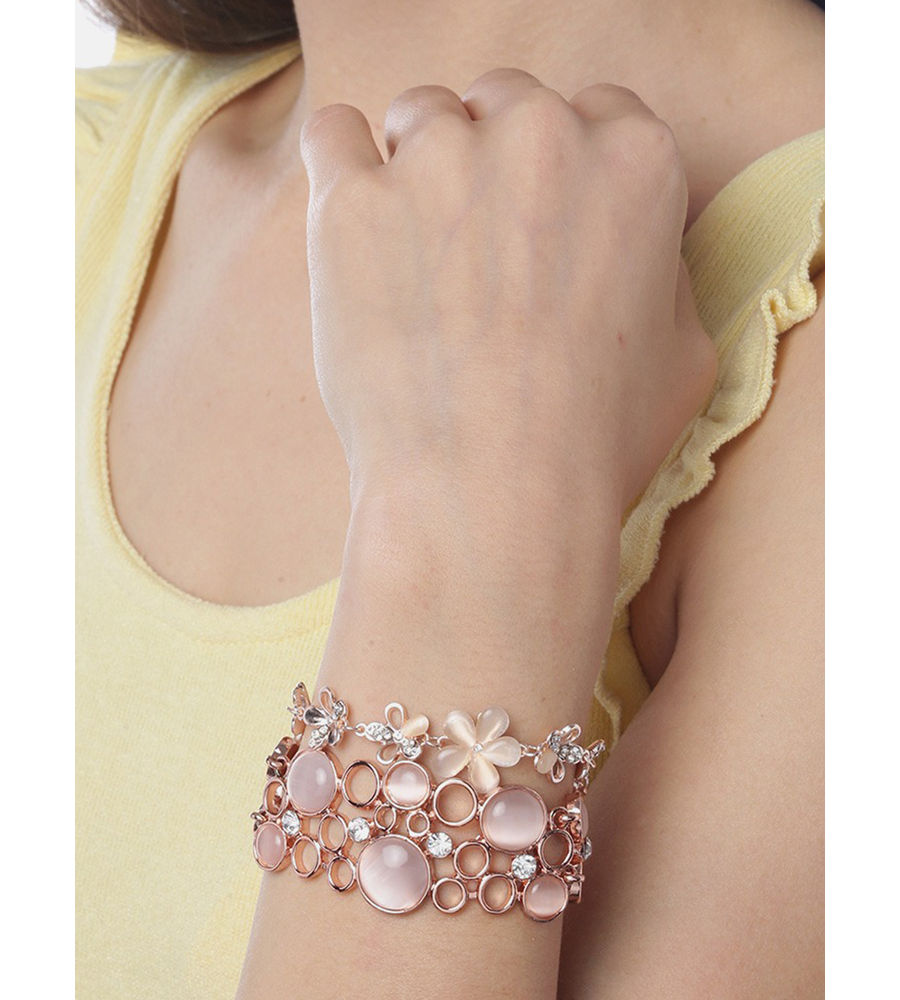 YouBella Rose Gold Crystal gold-plated	Bracelets Bangles for Girls and Women (Circle of Life)