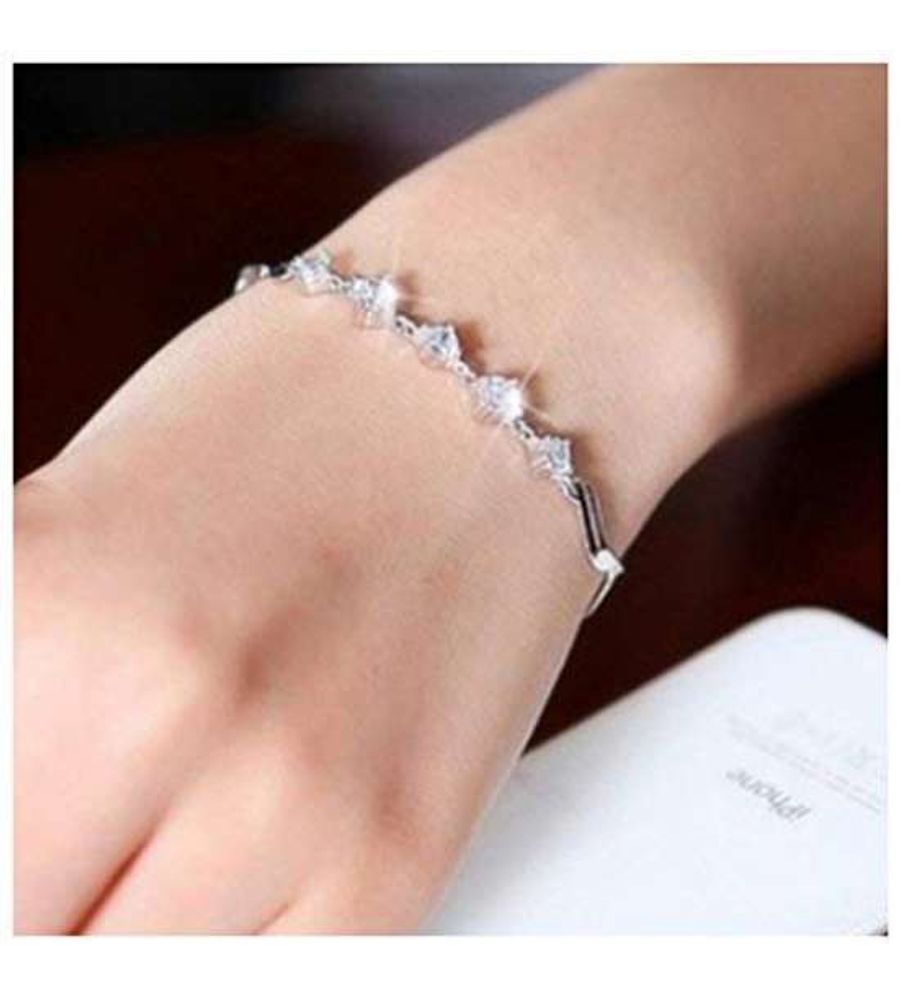 YouBella Stylish Latest Design Jewellery Silver Plated Charm Bracelet for Women (Silver) (YBBN_91654)