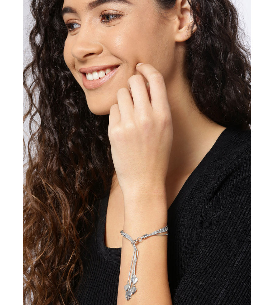 YouBella Women Silver-Plated Stone-Studded Bracelet