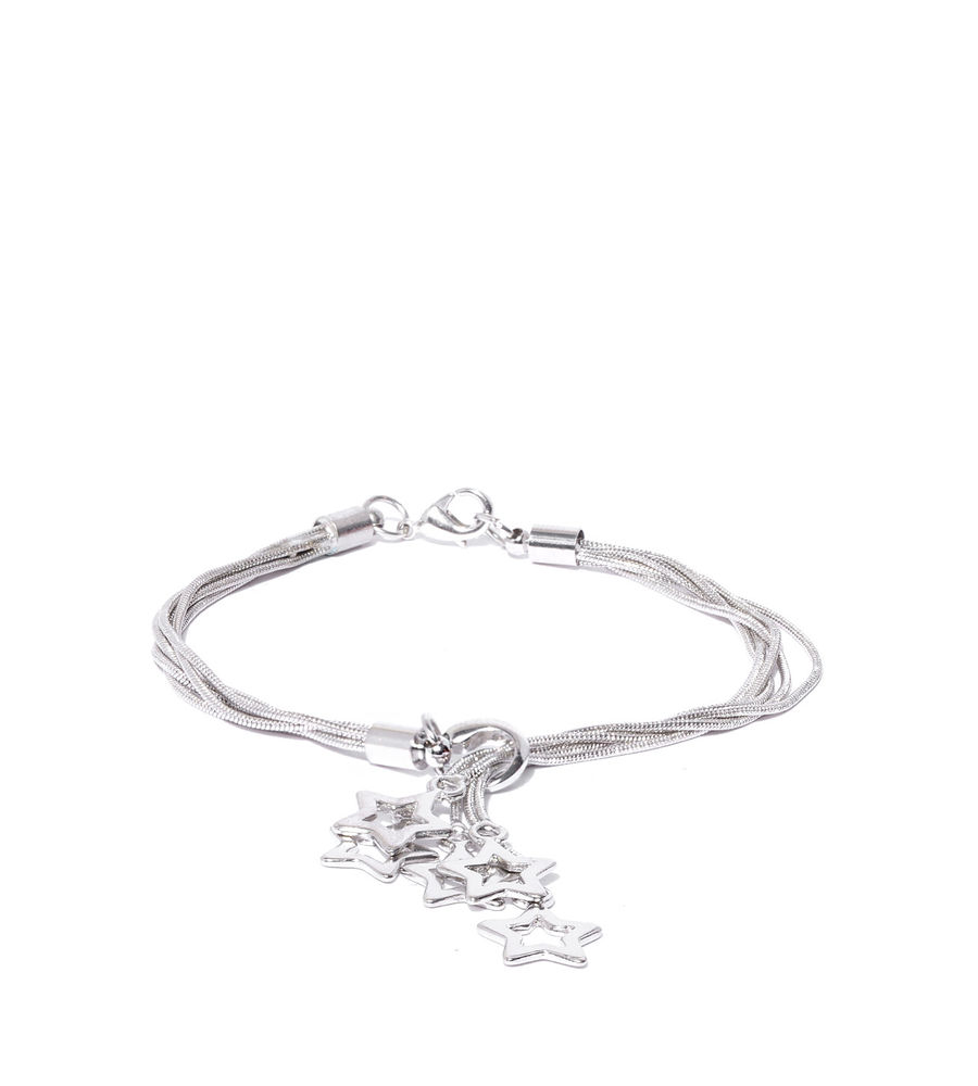 YouBella Women Silver-Plated Stone-Studded Link Bracelet