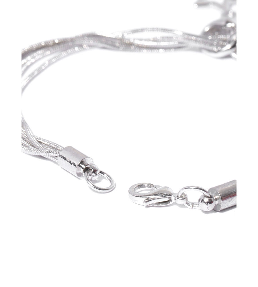 YouBella Women Silver-Plated Stone-Studded Link Bracelet