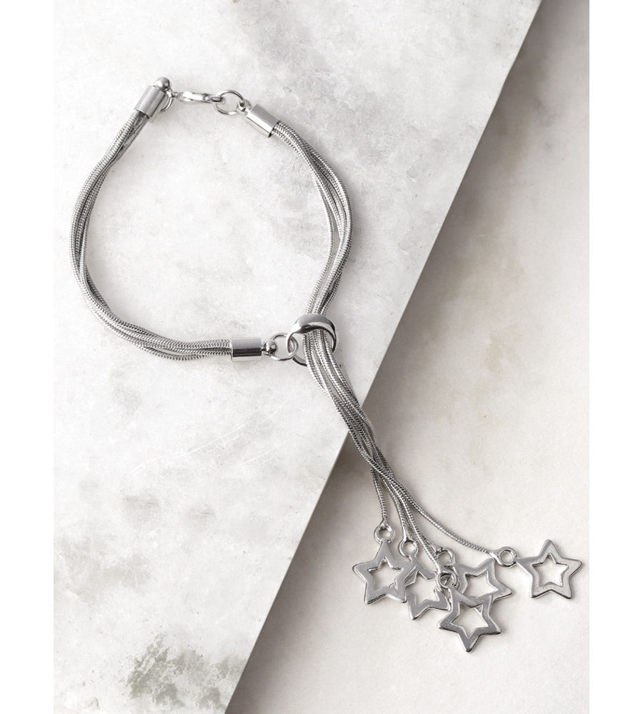 YouBella Women Silver-Plated Stone-Studded Link Bracelet