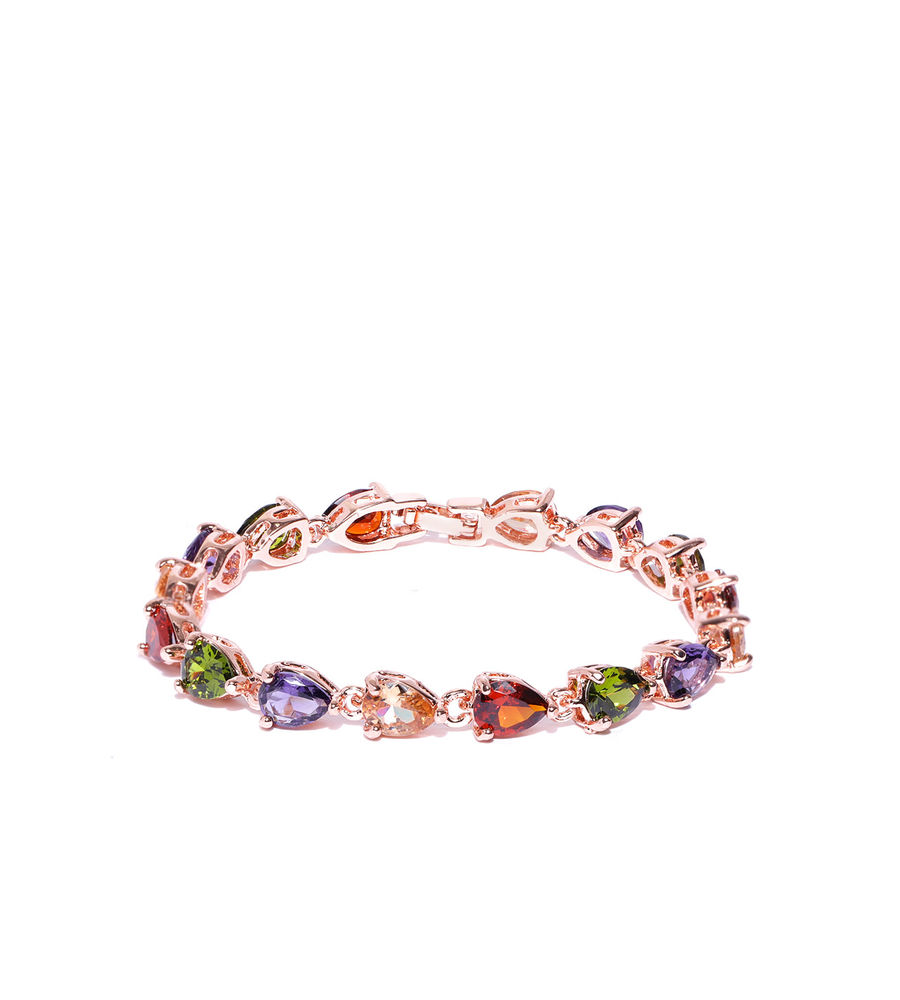 YouBella Rose Gold -Plated Stone-Studded Link Bracelet