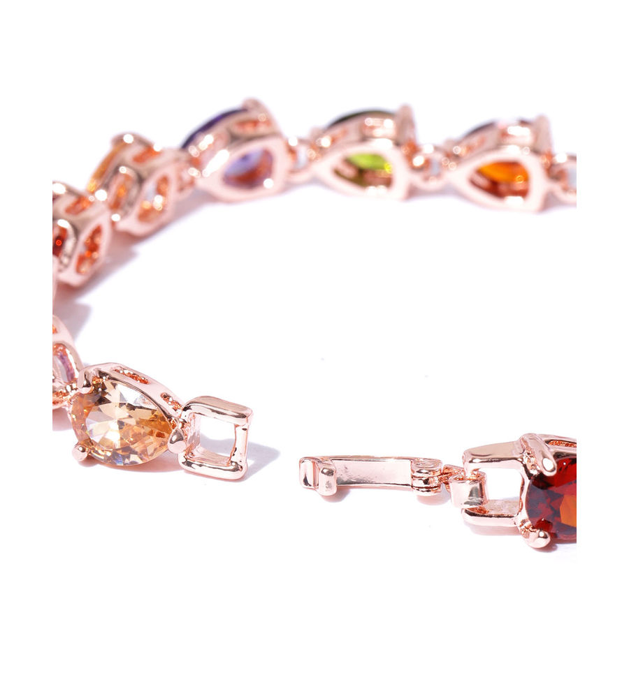 YouBella Rose Gold -Plated Stone-Studded Link Bracelet