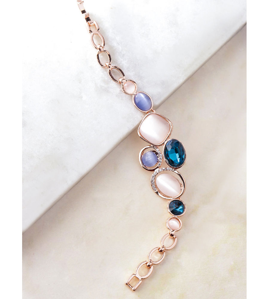 YouBella Women Rose Gold-Plated Stone-Studded Link Bracelet