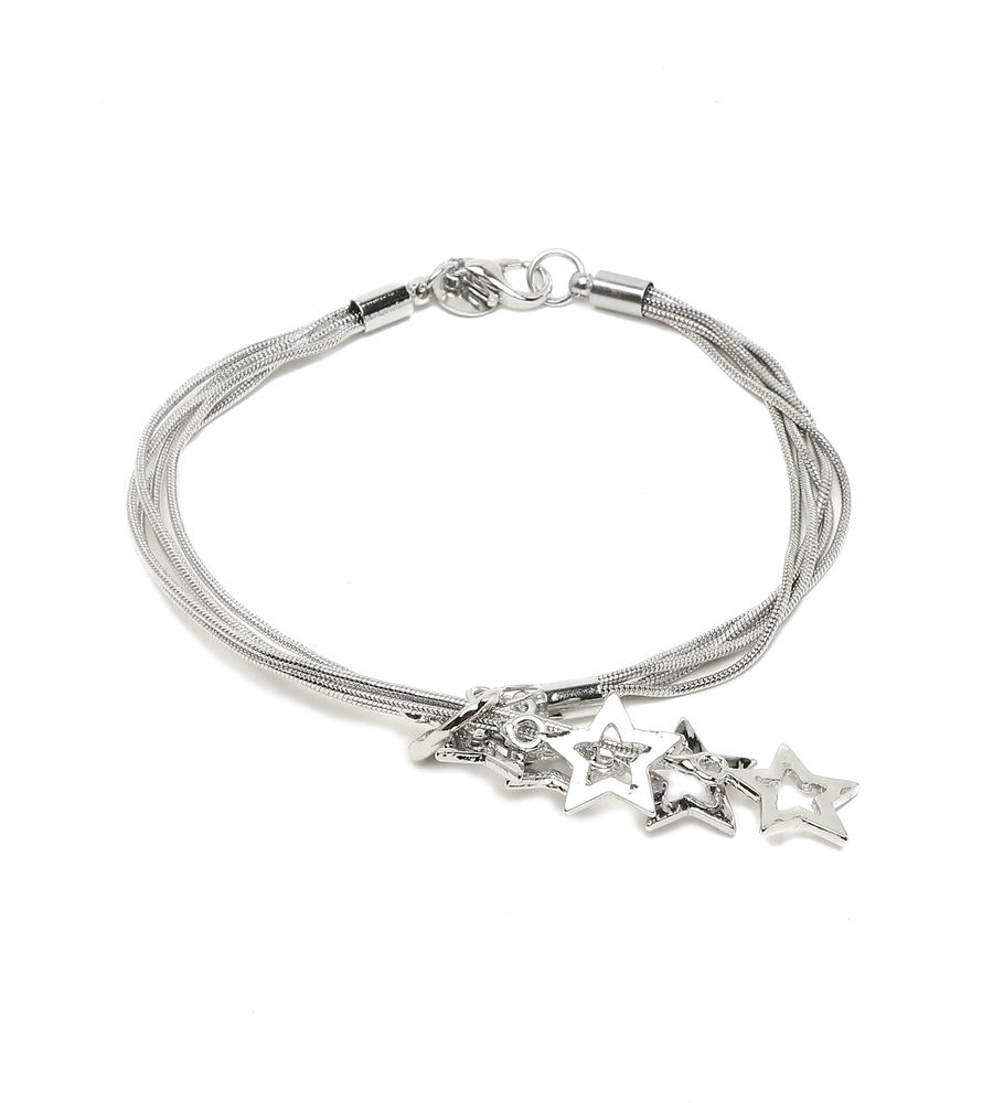 YouBella Women 2 Silver-Toned Silver-Plated Kada Bracelet