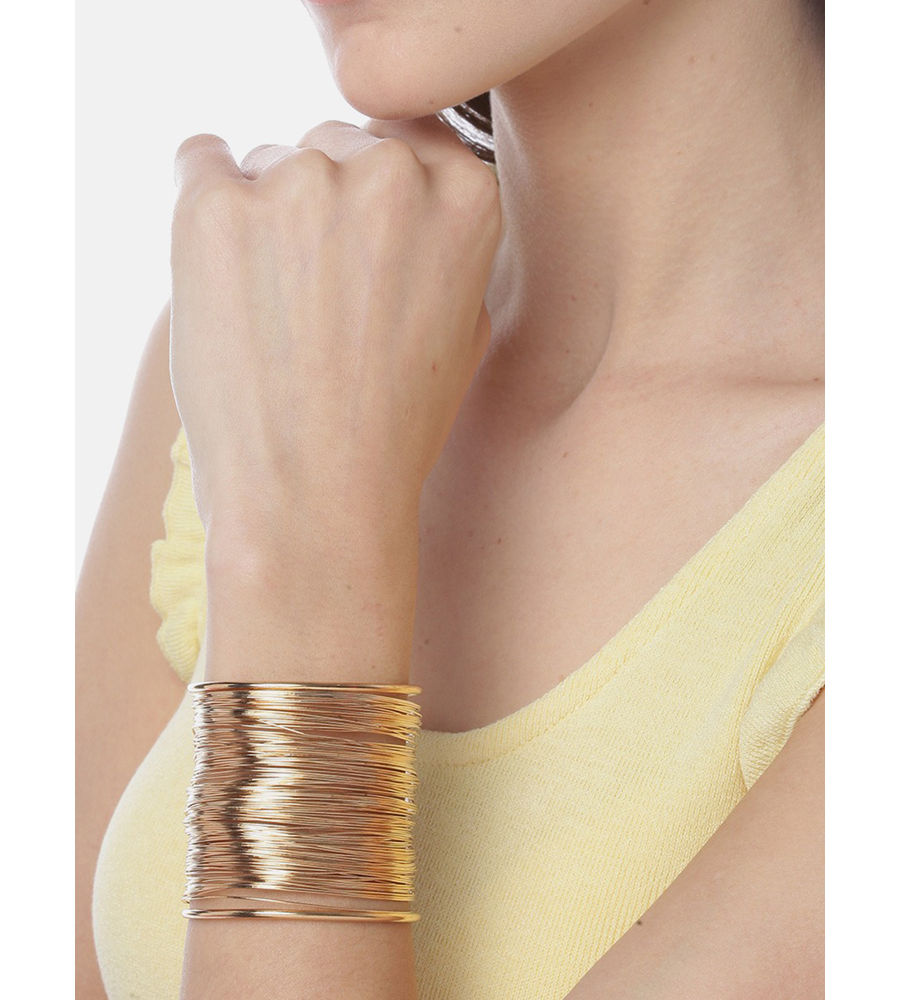 YouBella Stylish Latest Design Bracelet Jewellery Gold Plated Cuff for Women (Golden) (YBBN_91677)