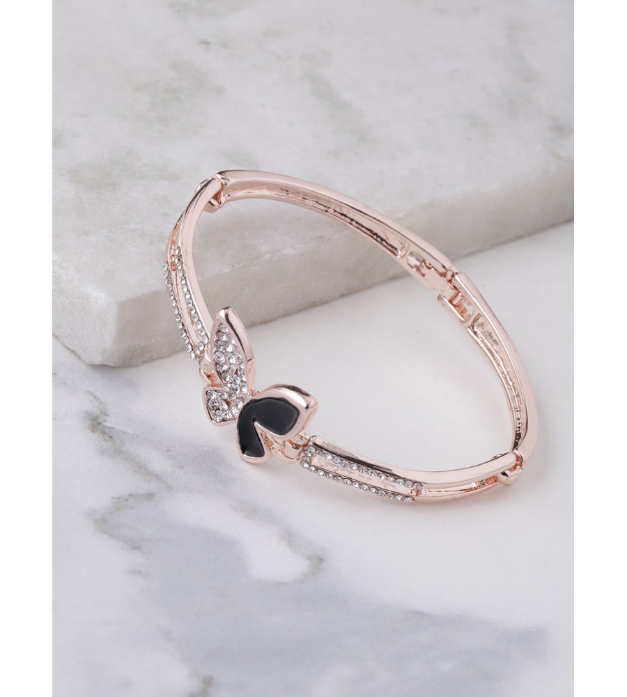 YouBella Peach-Coloured  Blue Rose Gold-Plated Stone-Studded Link Bracelet