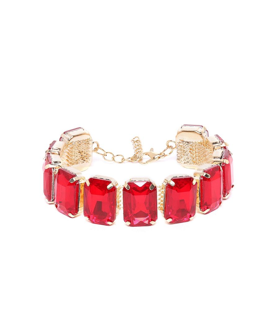 Valentine Gift for Girlfriend/Wife : YouBella Jewellery Crystal Bangle Bracelet For Girls and Women (Red)