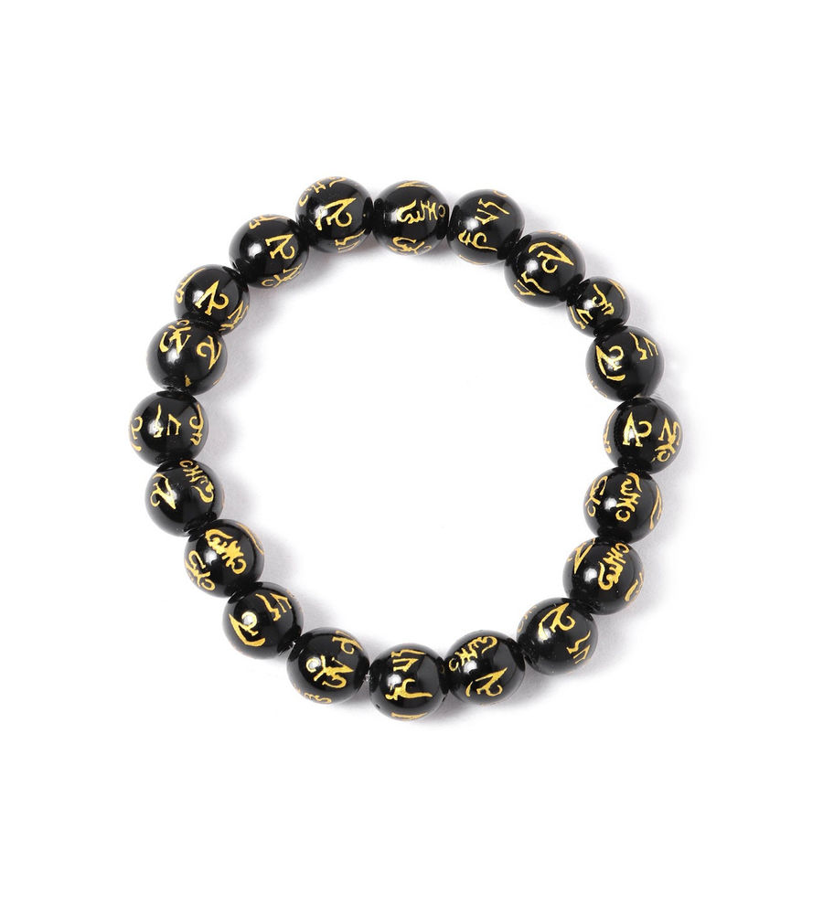 YouBella Black Gold-Plated Beaded Elasticated Dragon Shaped Bracelet