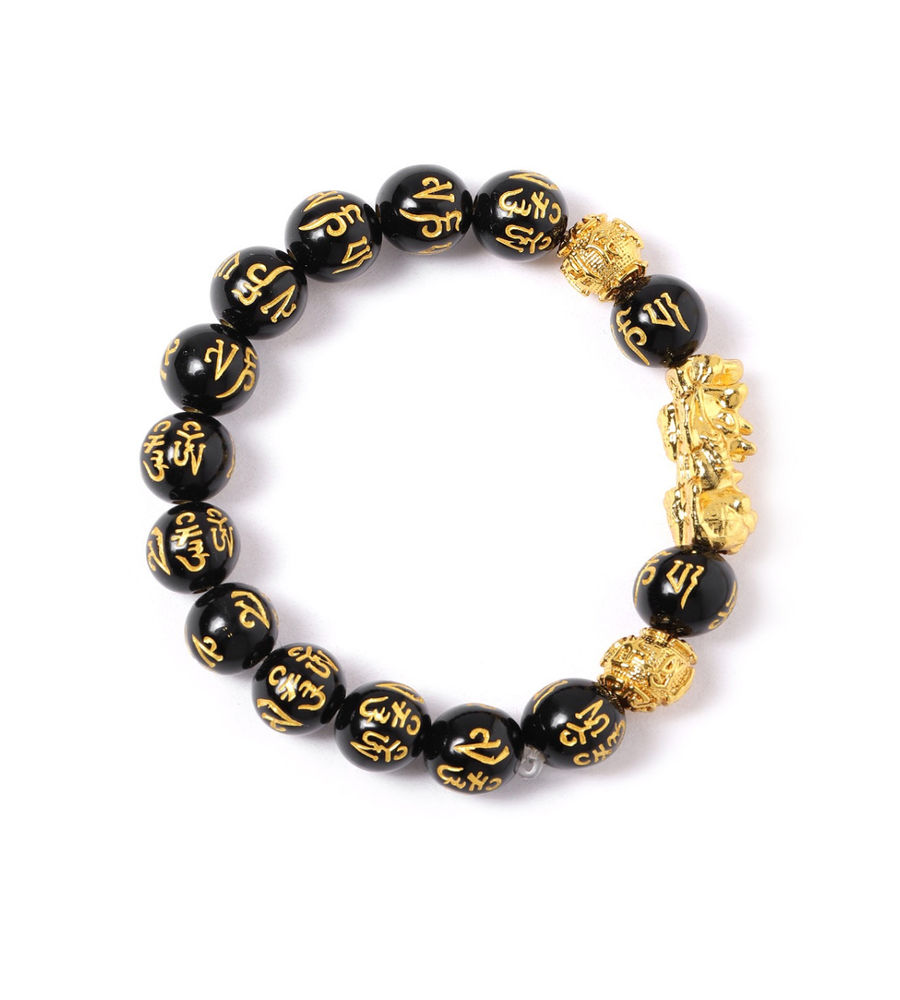 YouBella Black Gold-Plated Beaded Elasticated Dragon Shaped Bracelet