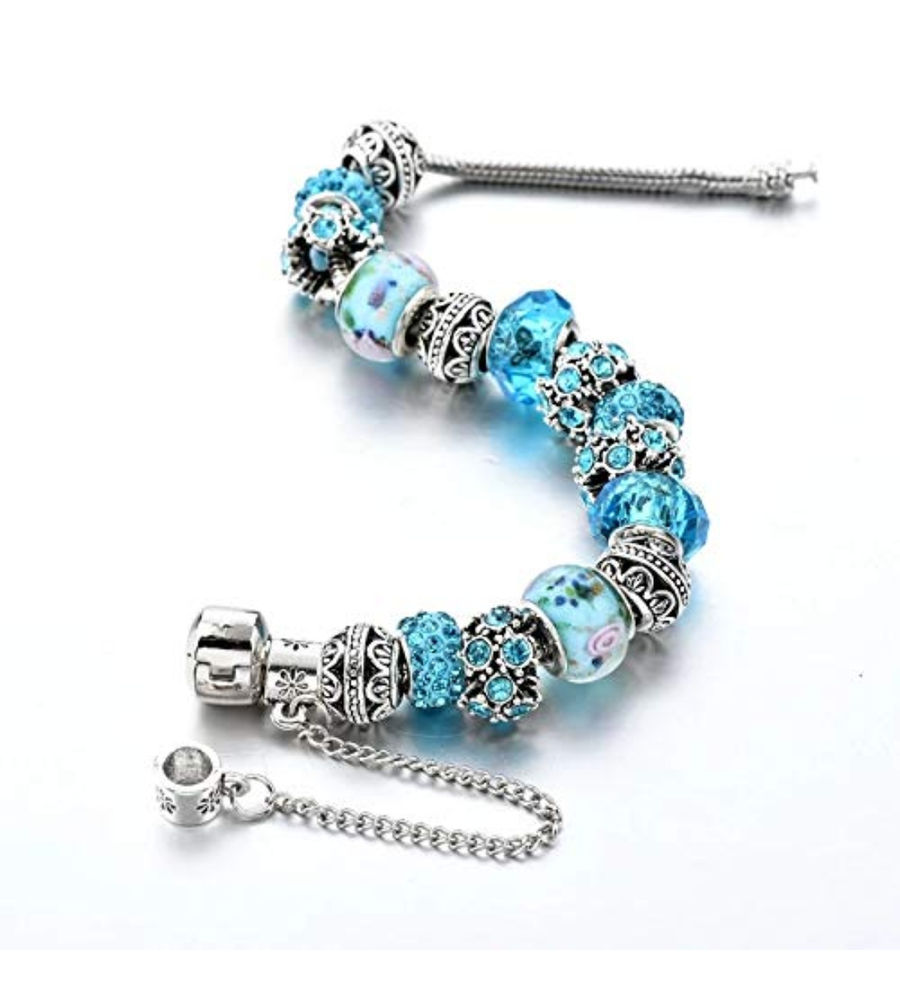 YouBella Jewellery Blue Silver Plated Stylish Latest Crystal Bracelet Bangle Jewellery For Girls and Women