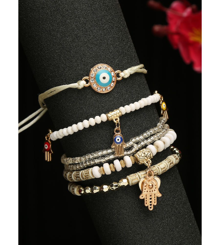 YouBella Jewellery Evil Eye Bracelet for Girls and Women (White) (YBBN_91783)