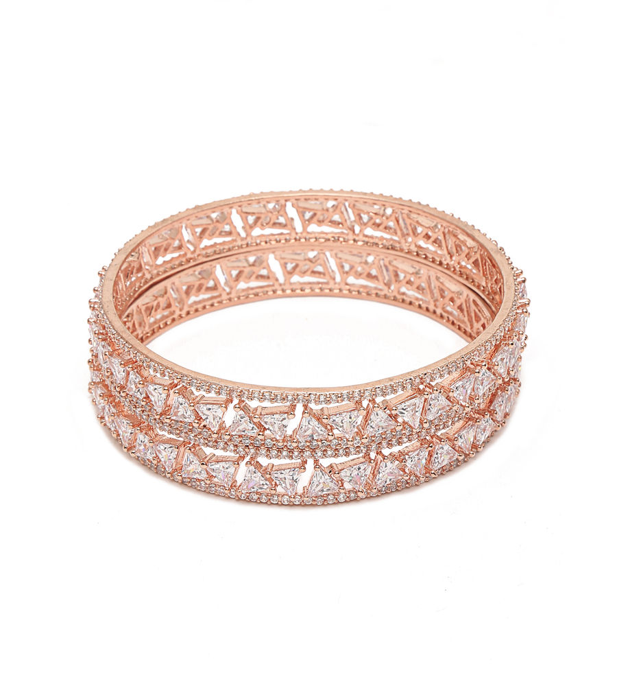 YouBella Jewellery Stylish Rose Gold Plated American Diamond Studded Bangles for Girls and Women