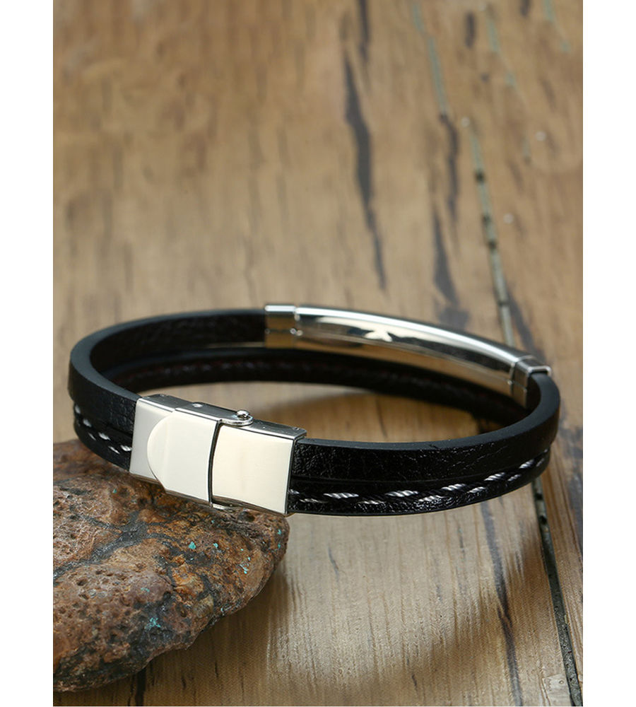 YouBella Bracelets for Men and Boys Black Leather Bracelet for Men | European Hot Retro Style Leather Band Bracelets for Men | Birthday Gift for Men and Boys Anniversary Gift for Husband