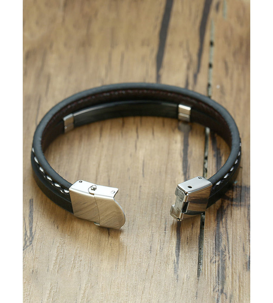 YouBella Bracelets for Men and Boys Black Leather Bracelet for Men | European Hot Retro Style Leather Band Bracelets for Men | Birthday Gift for Men and Boys Anniversary Gift for Husband