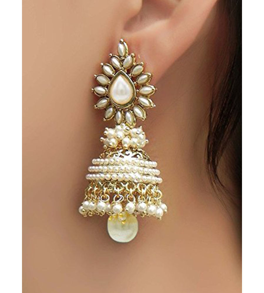 YouBella Traditional Copper Pearl White Jhumki Earrings for Women