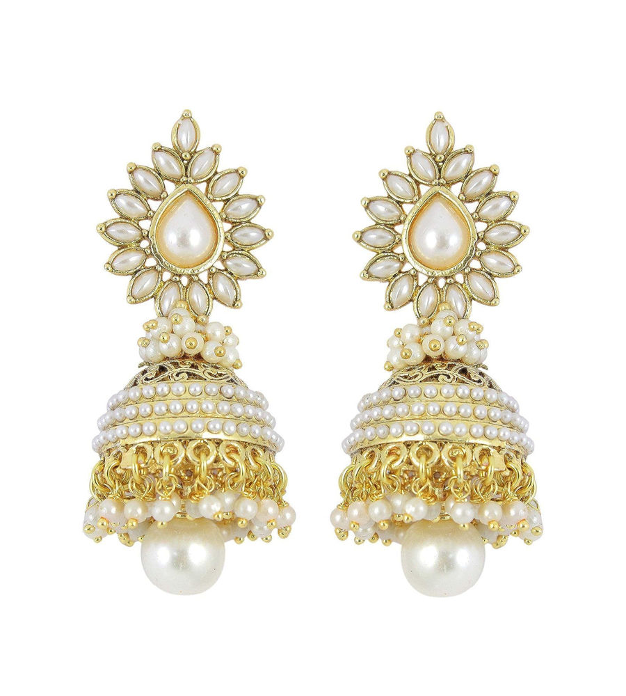 YouBella Traditional Copper Pearl White Jhumki Earrings for Women