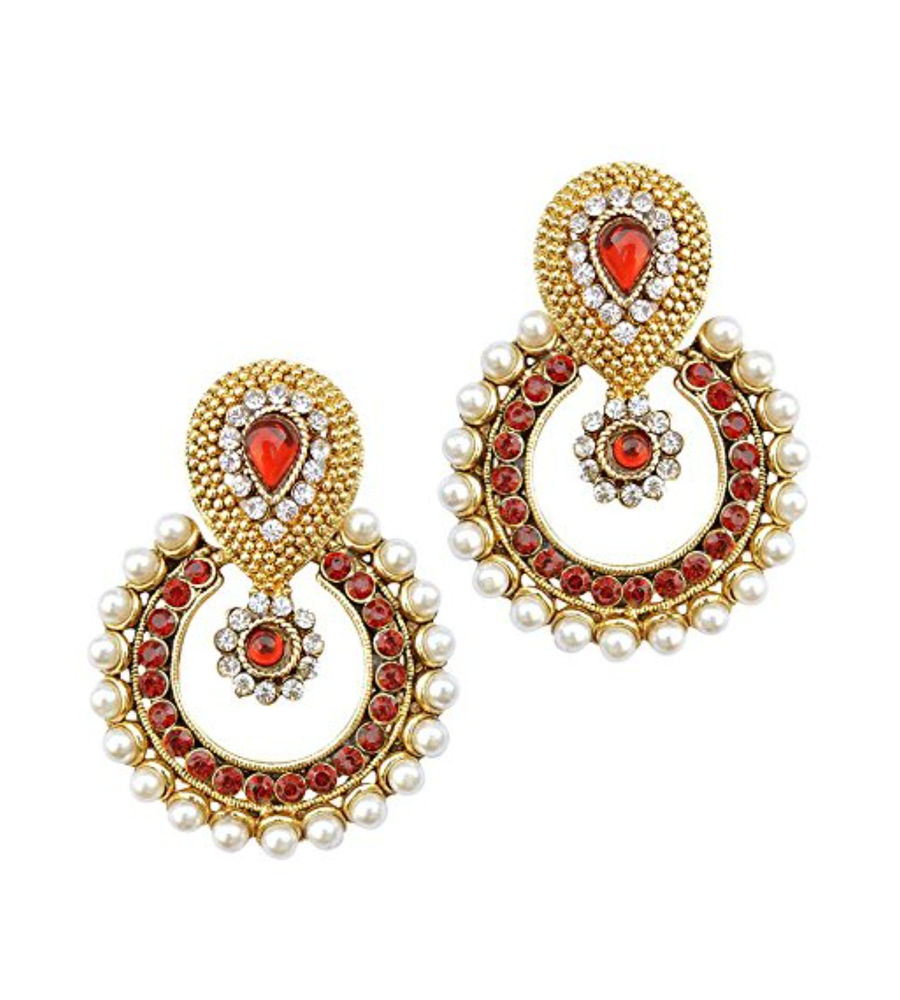 YouBella Combo of 4 Traditional Gold-plated White Earrings for Women