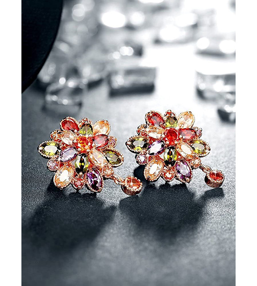 Valentine Gifts : YouBella Jewellery Valentine Collection AAA Swiss Zircon Fancy Party Wear Earrings for Girls and Women