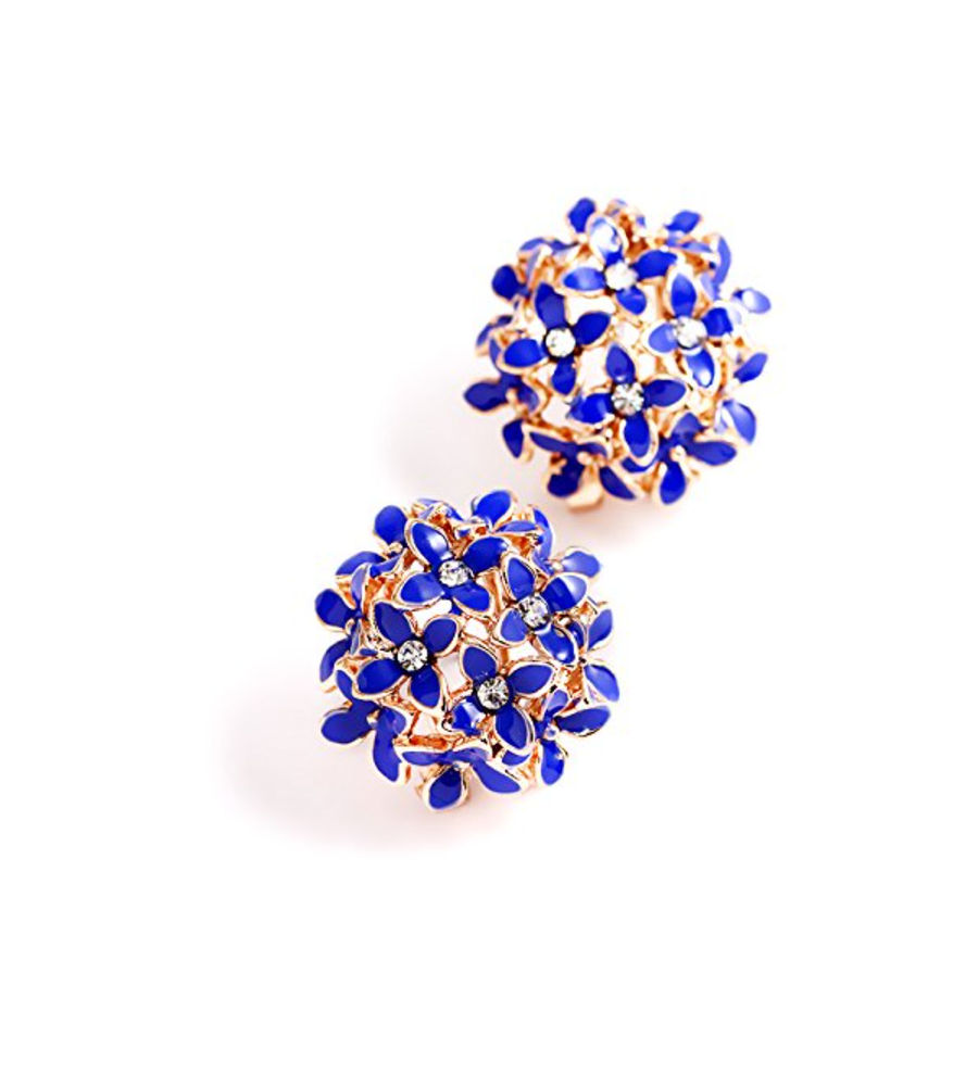 Valentine Gifts : YouBella Jewellery Presents Gracias Collection Floral Earrings for Girls and Women (Dark Blue)