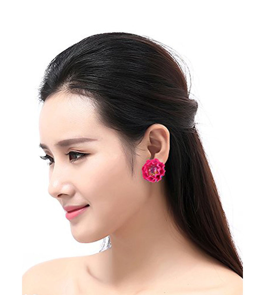 Valentine Gifts : YouBella Jewellery Presents Gracias Collection Floral Earrings for Girls and Women (Pink)