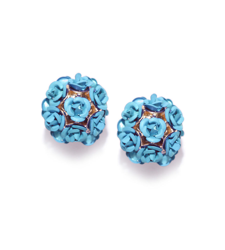 YouBella Blue Gold-Plated Floral Double-Sided Studs