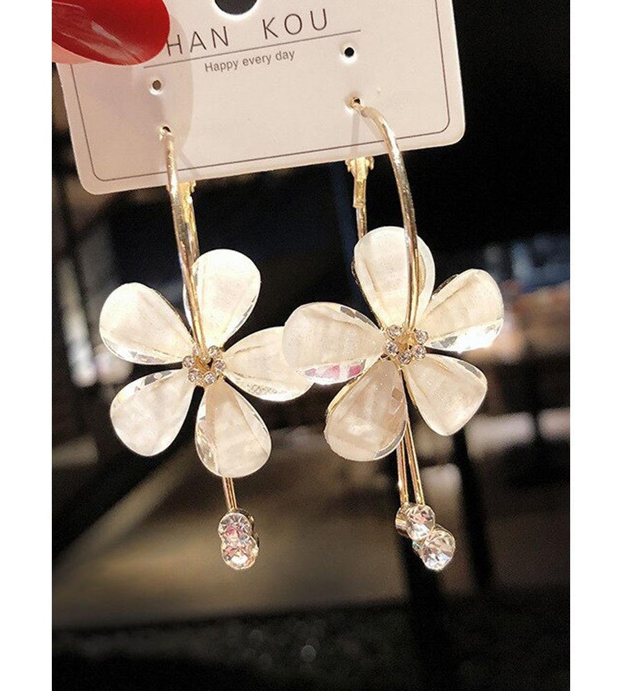 YouBella Gold Plated Drop Earrings for Women (Off-White)(YBEAR_31191)