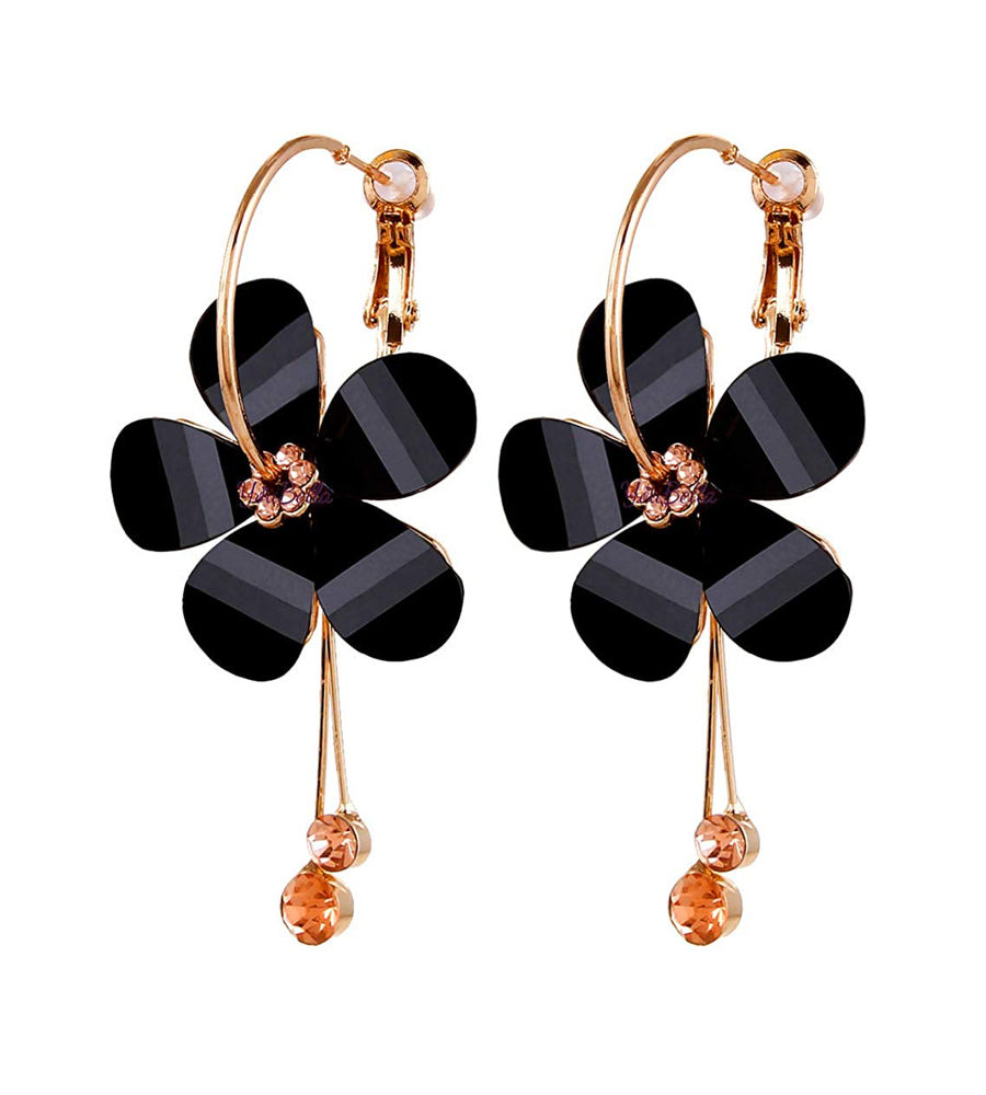 YouBella Stylish Party Wear Jewellery Gold Plated Drop Earrings for Women (Black)(YBEAR_31192)